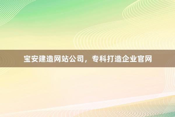 宝安建造网站公司，专科打造企业官网