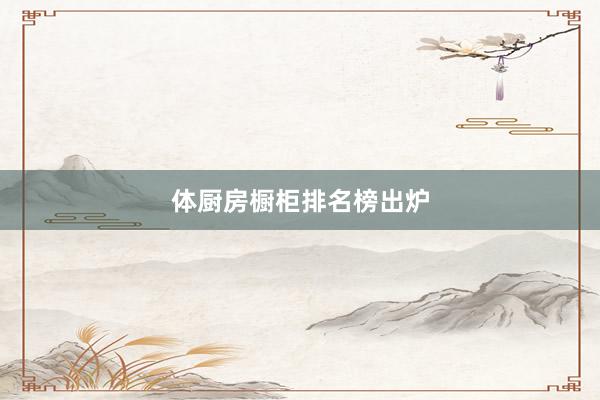体厨房橱柜排名榜出炉