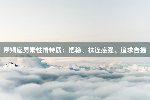 摩羯座男素性情特质：把稳、株连感强、追求告捷